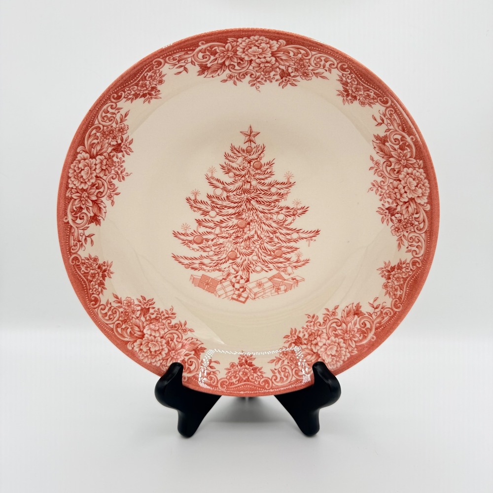 Royal Stafford Christmas Tree Red Transferware 9 Inch Pasta Soup Bowl England